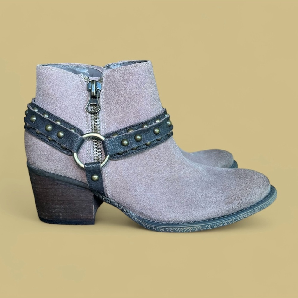 Crown Vintage Wendy Harness Western Ankle Boot Size 6.5 Suede Ankle Boot Cowgirl